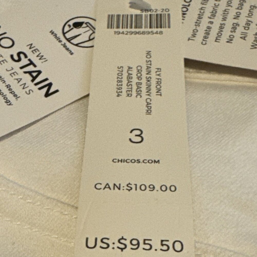 Chico's Capri Pants Womens 16 Size 3 White Stretch Skinny Cropped NEW - Picture 6 of 13